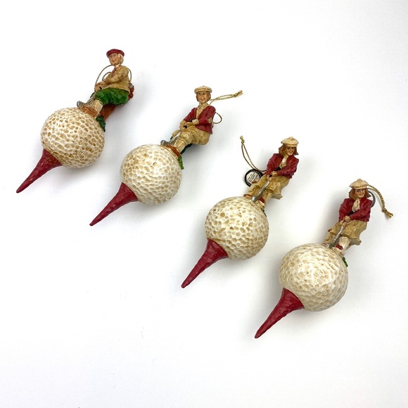 Golfers On Golf Ball On Golf Tee Christmas Ornaments Bag Clubs Putter (4) VTG - Picture 1 of 10